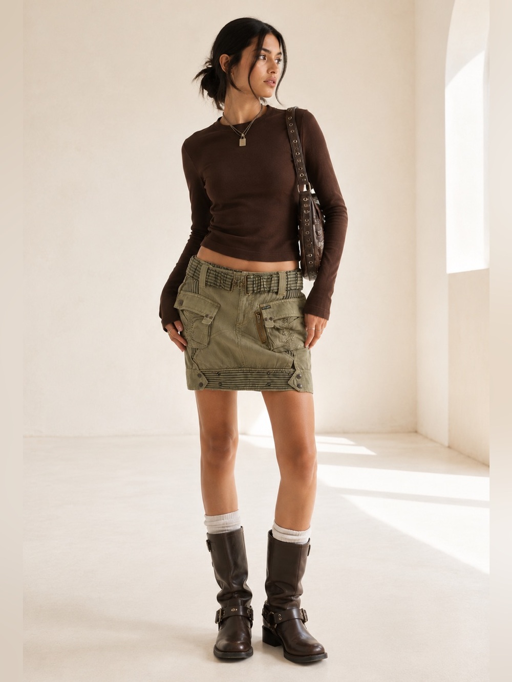 Not The Same Archive Y2K Utility Cargo Corduroy Mini Skirt Sz S